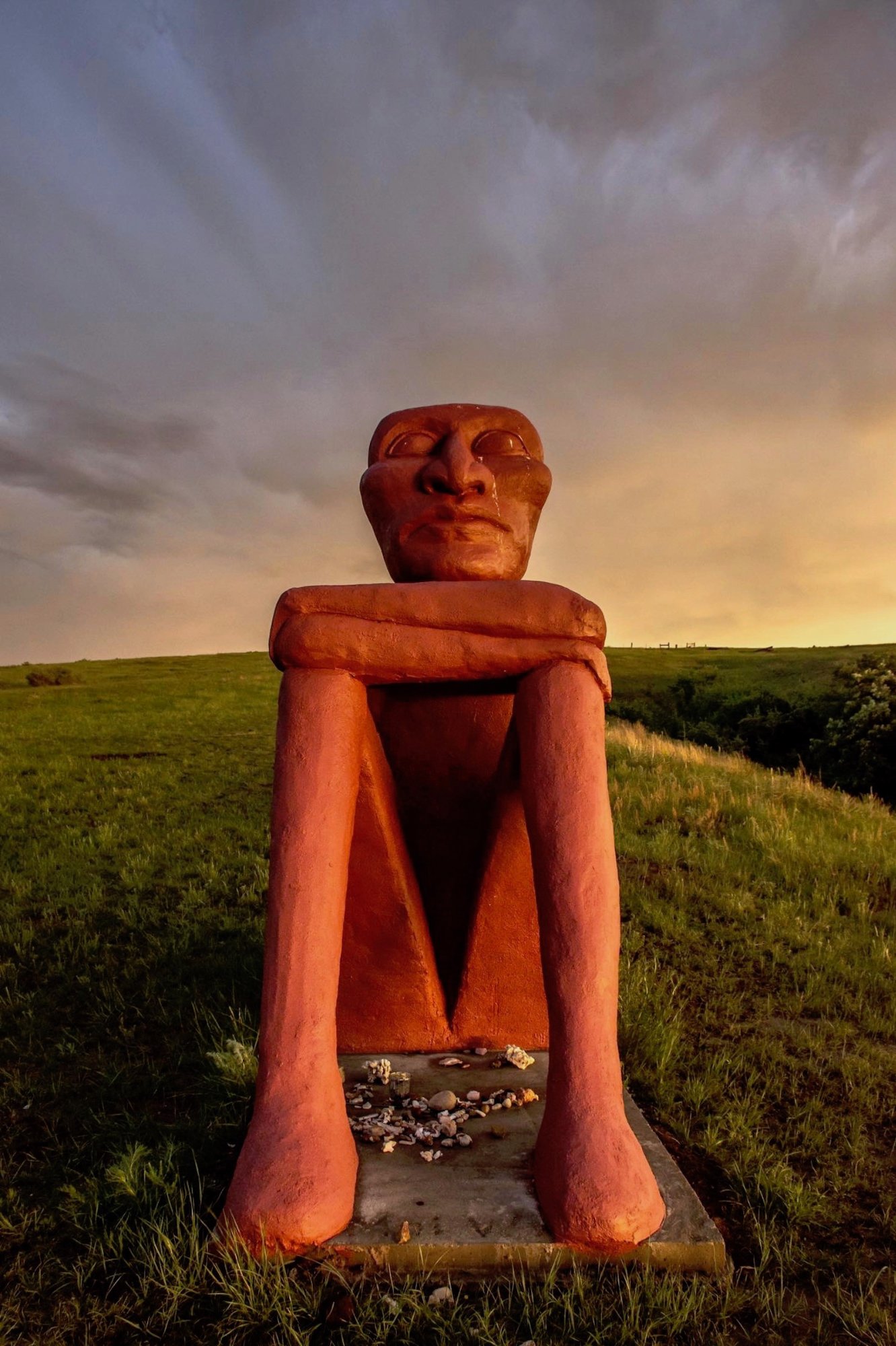 Not Afraid to Look sculpture at Standing Rock